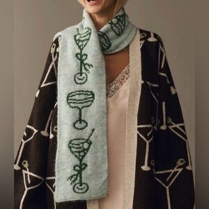 Anthropologie NWT Maeve Cocktail Light Blue & Green Knit Scarf
